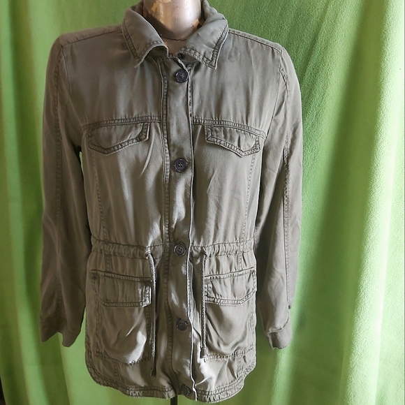 Thread & Supply 100% Lyocell Military Green Cargo Jacket Size Small - Picture 1 of 11